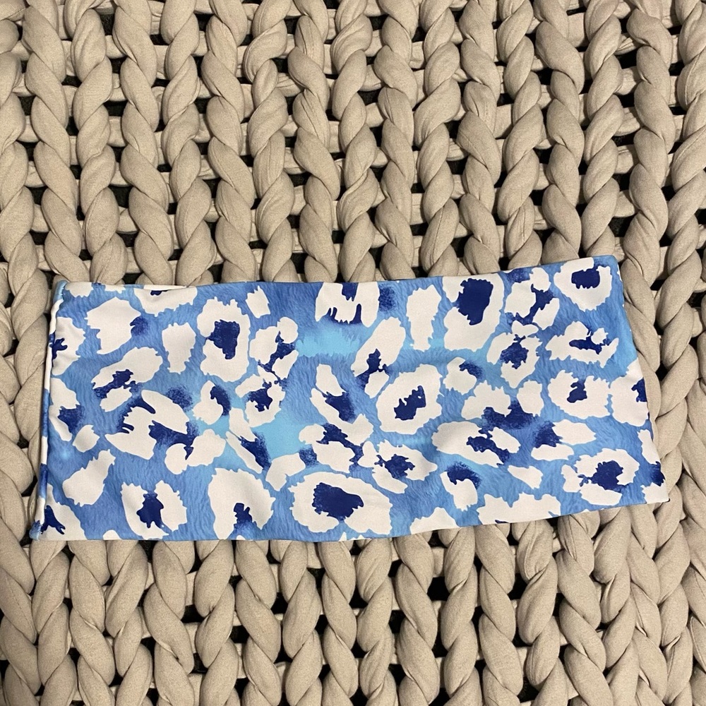 Blue and White Printed Bikini Top